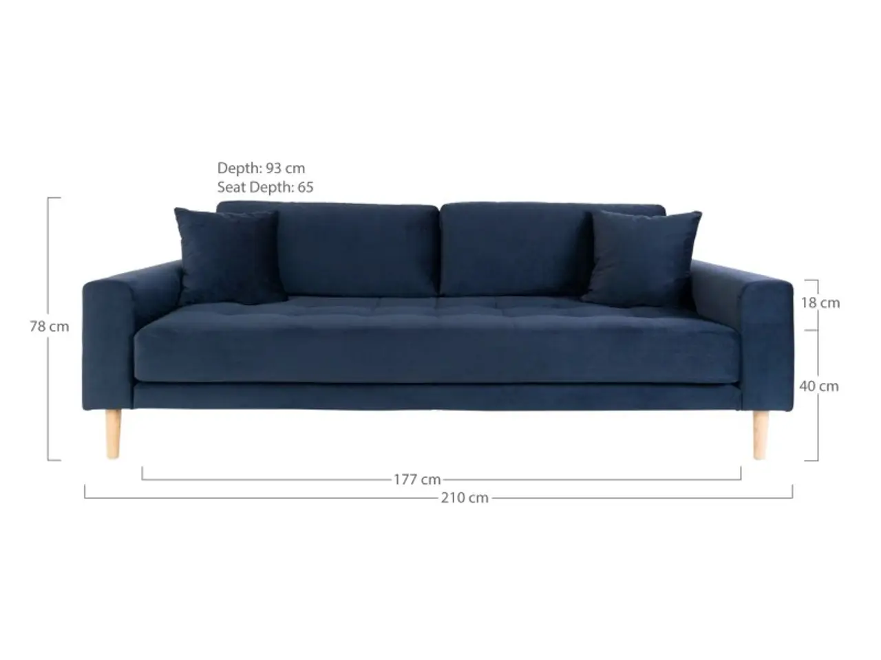 Billede 4 - Lido 3 Personers Sofa - Sofa i mørkeblåt velour