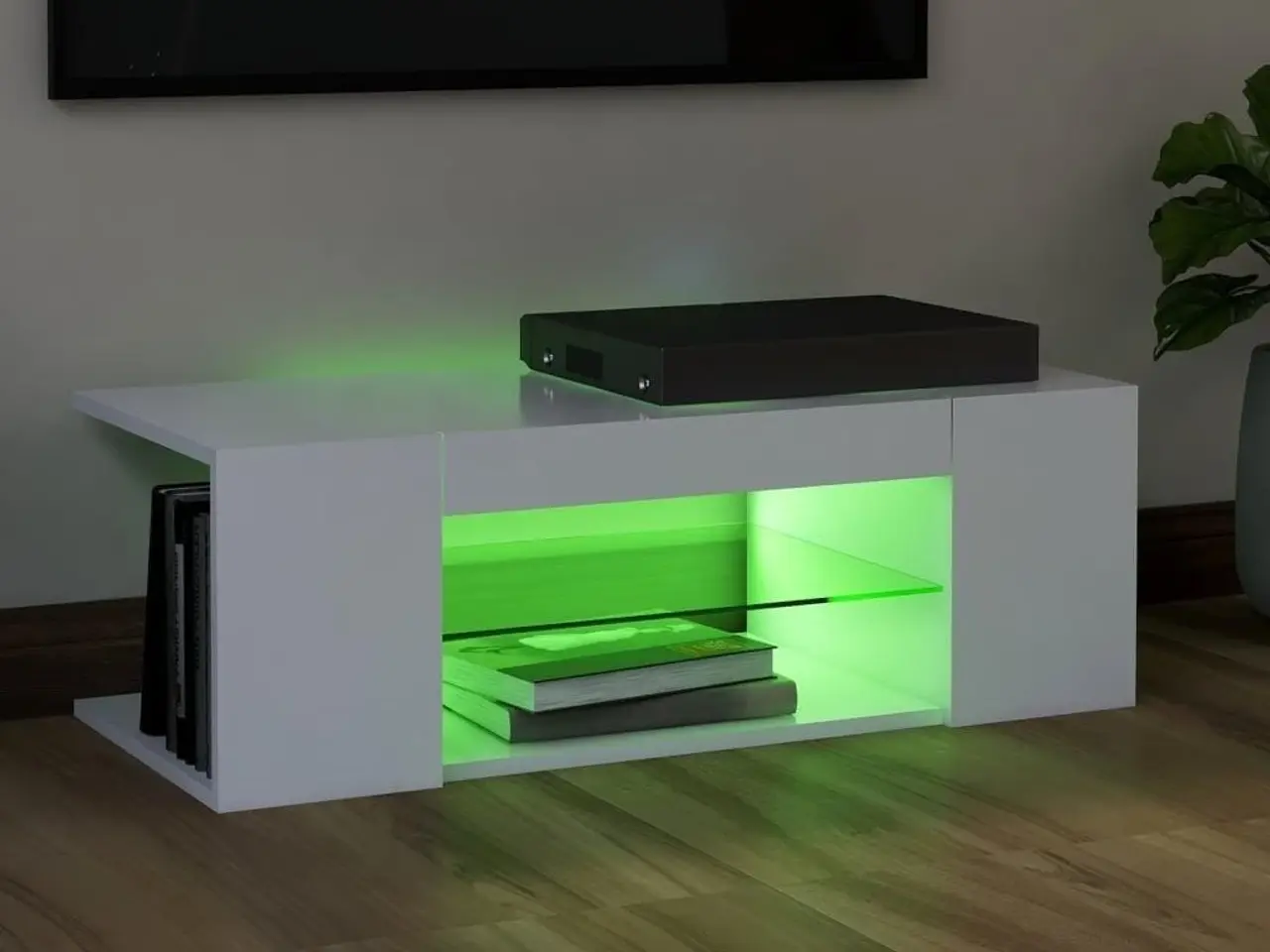 Billede 4 - Tv-skab med LED-lys 90x39x30 cm hvid