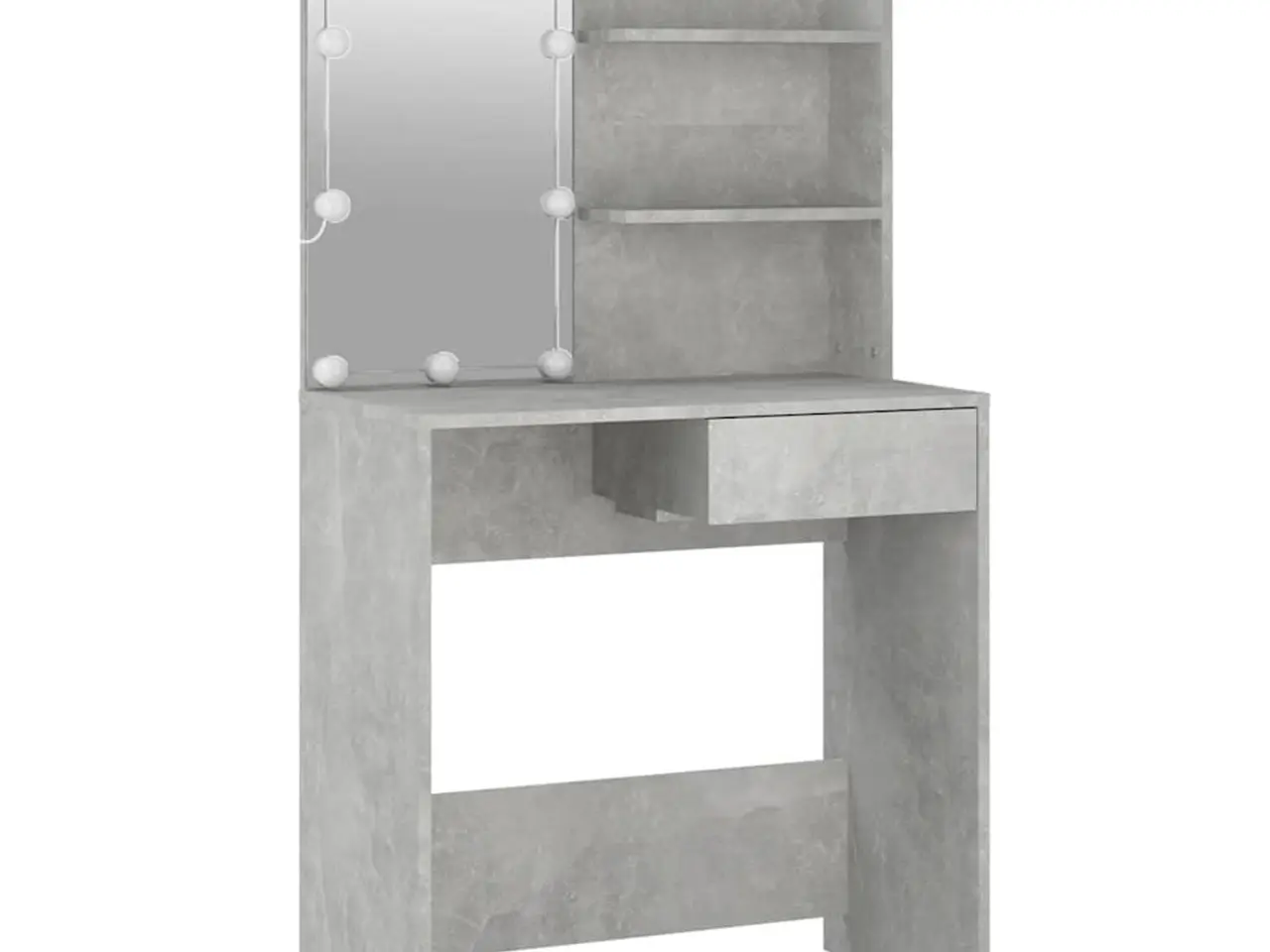 Billede 6 - Makeupbord med LED-lys - 74,5 × 40 × 141 cm, betongrå