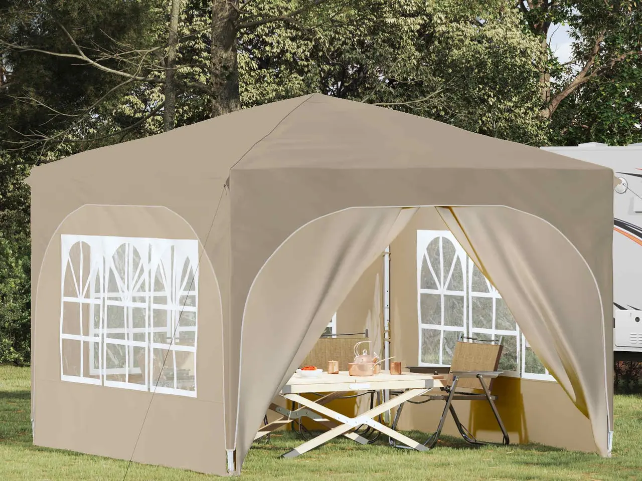 Billede 1 - Pop-up Festtelt 290 x 290 x 245 cm Cremefarvet