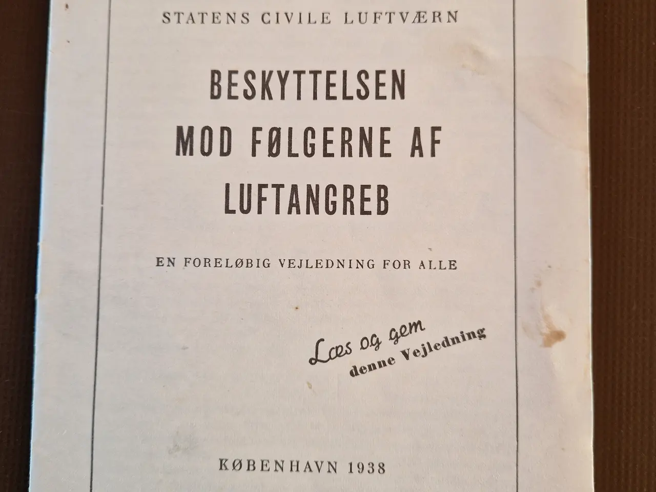 Billede 1 - Beskyttelse mod følgerne af luftangreb fra 1938.