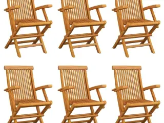 Foldbare havestole 6 stk. massivt teaktræ