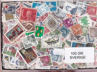 Sverige Dubletparti 100 gram afvaskede frimærker.