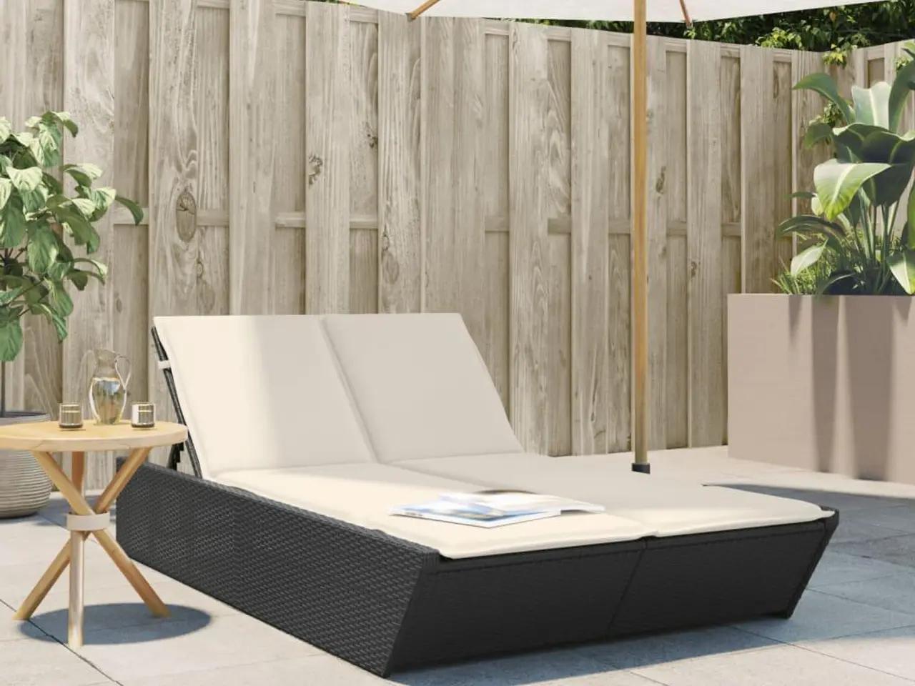 Billede 1 - Dobbelt loungesofa med hynder polyrattan sort