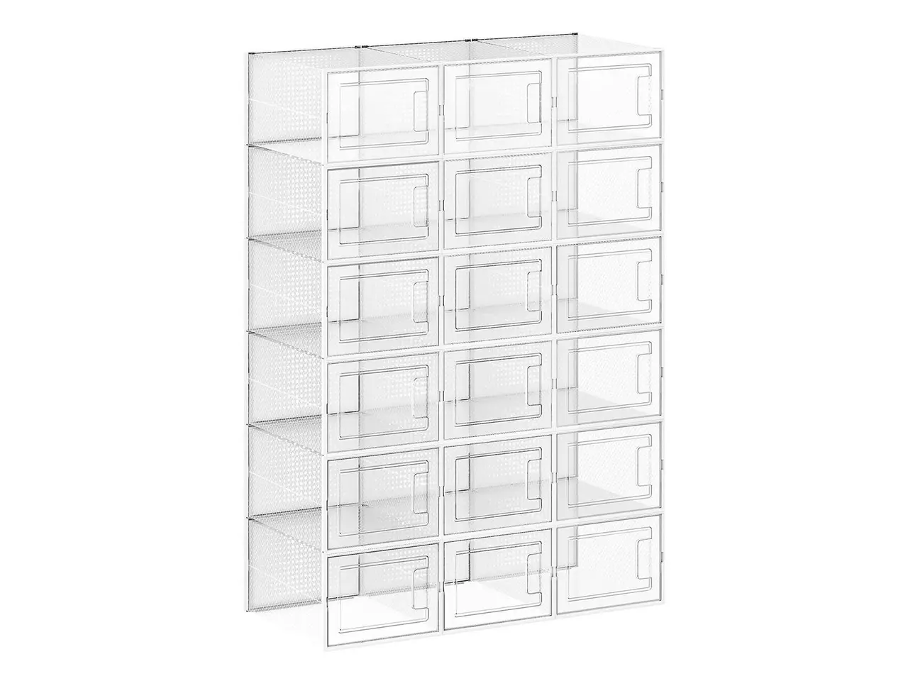 Billede 1 - Skobokse med frontlåge, stabelbare og foldbare - 18 stk., transparent/hvid