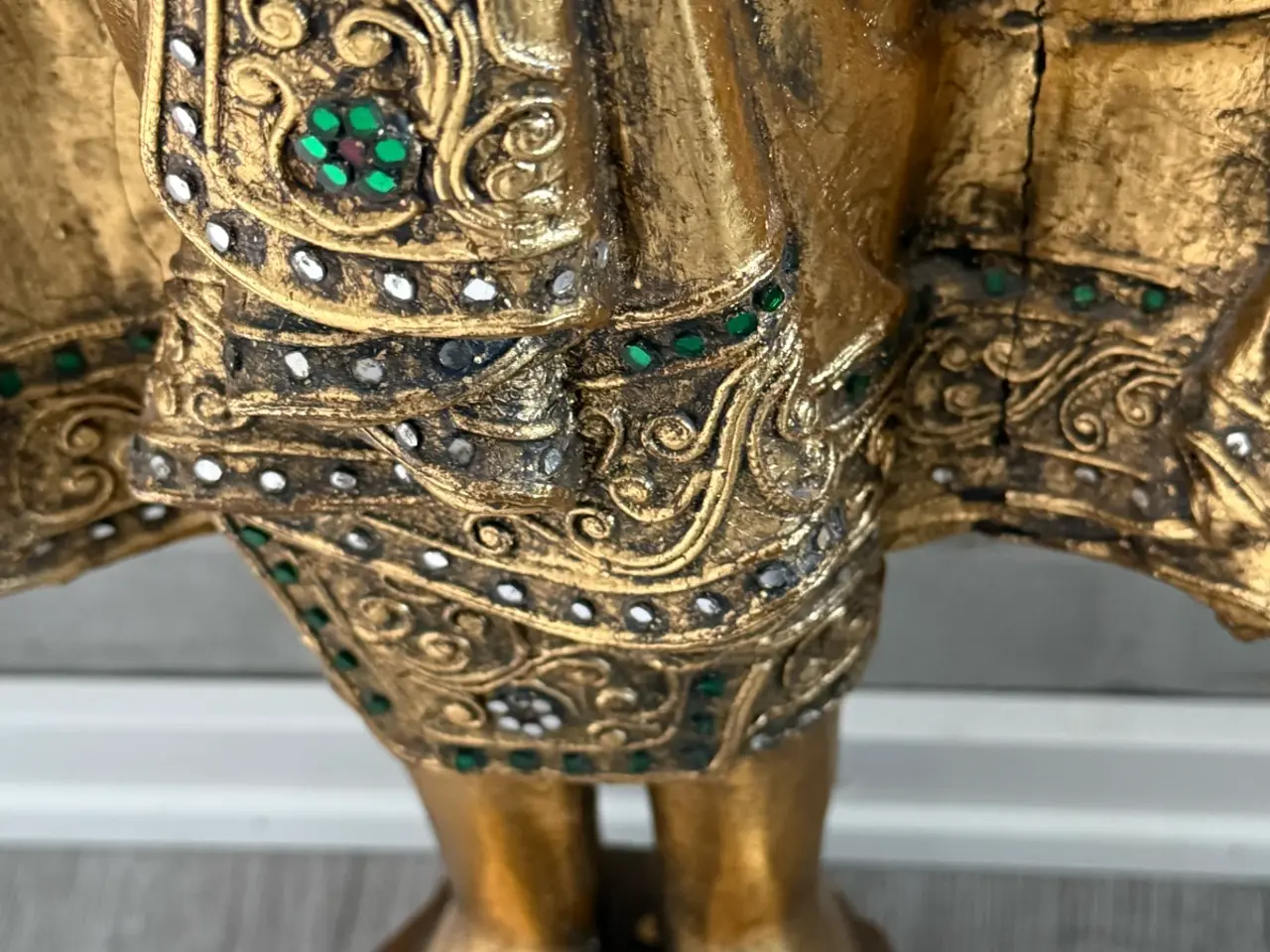 Billede 13 - Stor 102 cm Buddha i massivt træ.