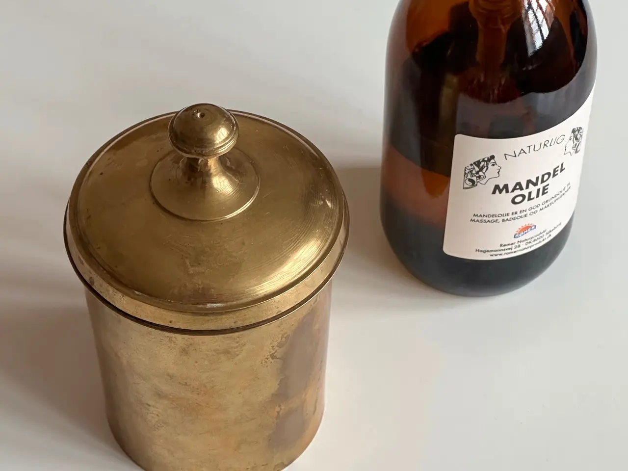 Billede 1 - Lågkrukke, messing