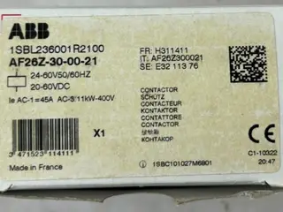 ABB AF26Z-30-00-21 kontaktor 26A 11kW 3-Pole AC/DC