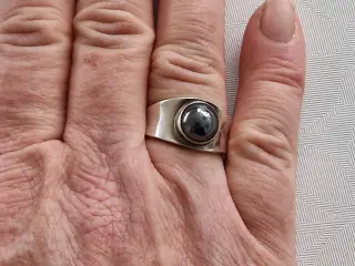 Vintage Georg Jensen sølv ring med hæmatit/blodste