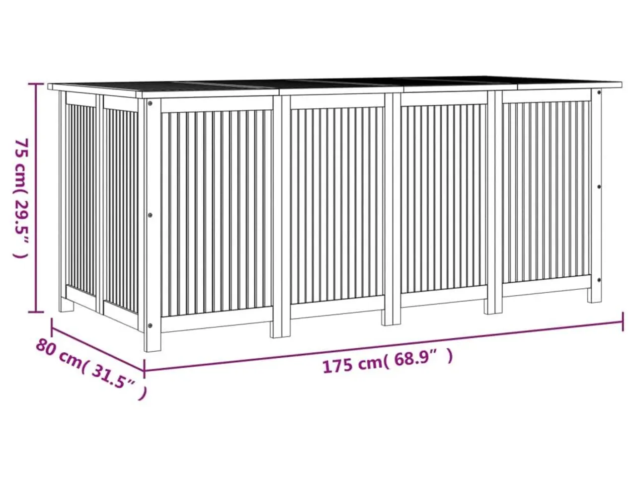Billede 7 - Opbevaringsboks til haven 175x80x75 cm massivt akacietræ