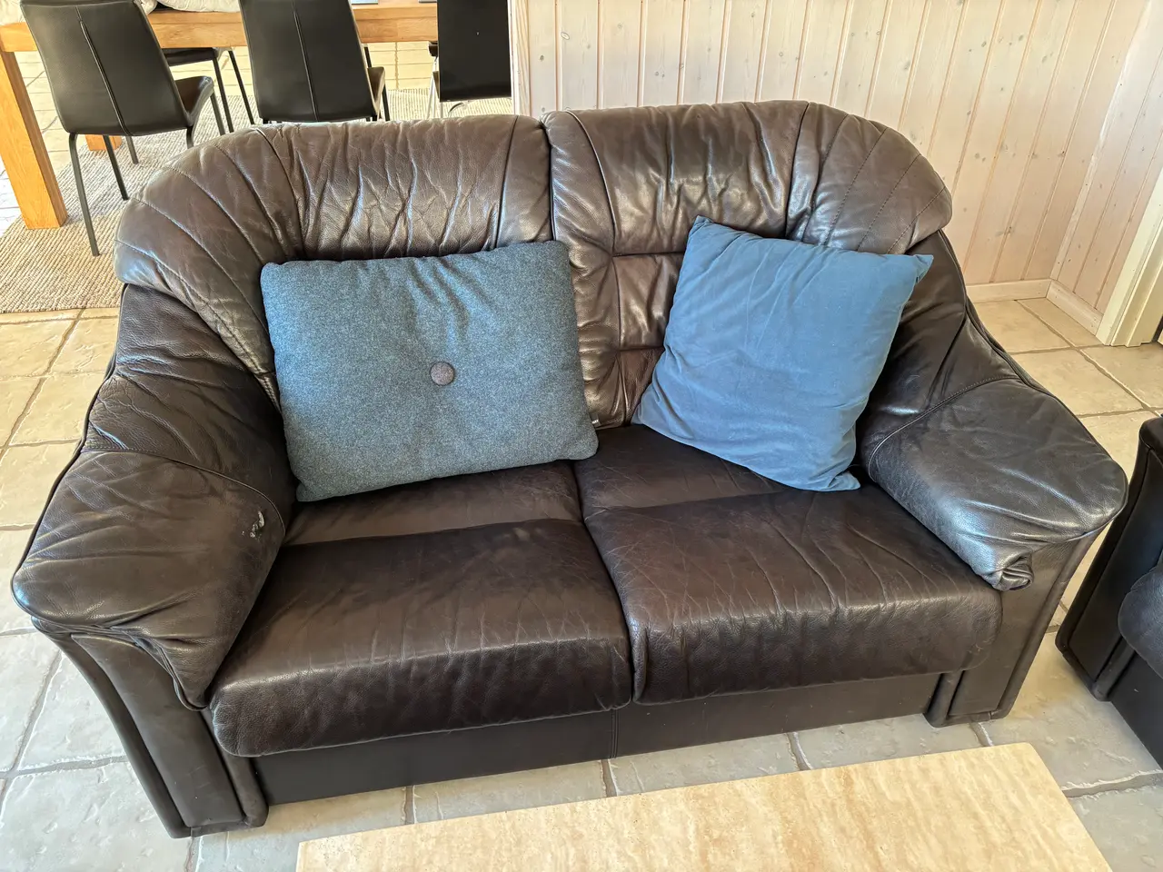 Billede 2 - Lædersofa sort 3+2 personers