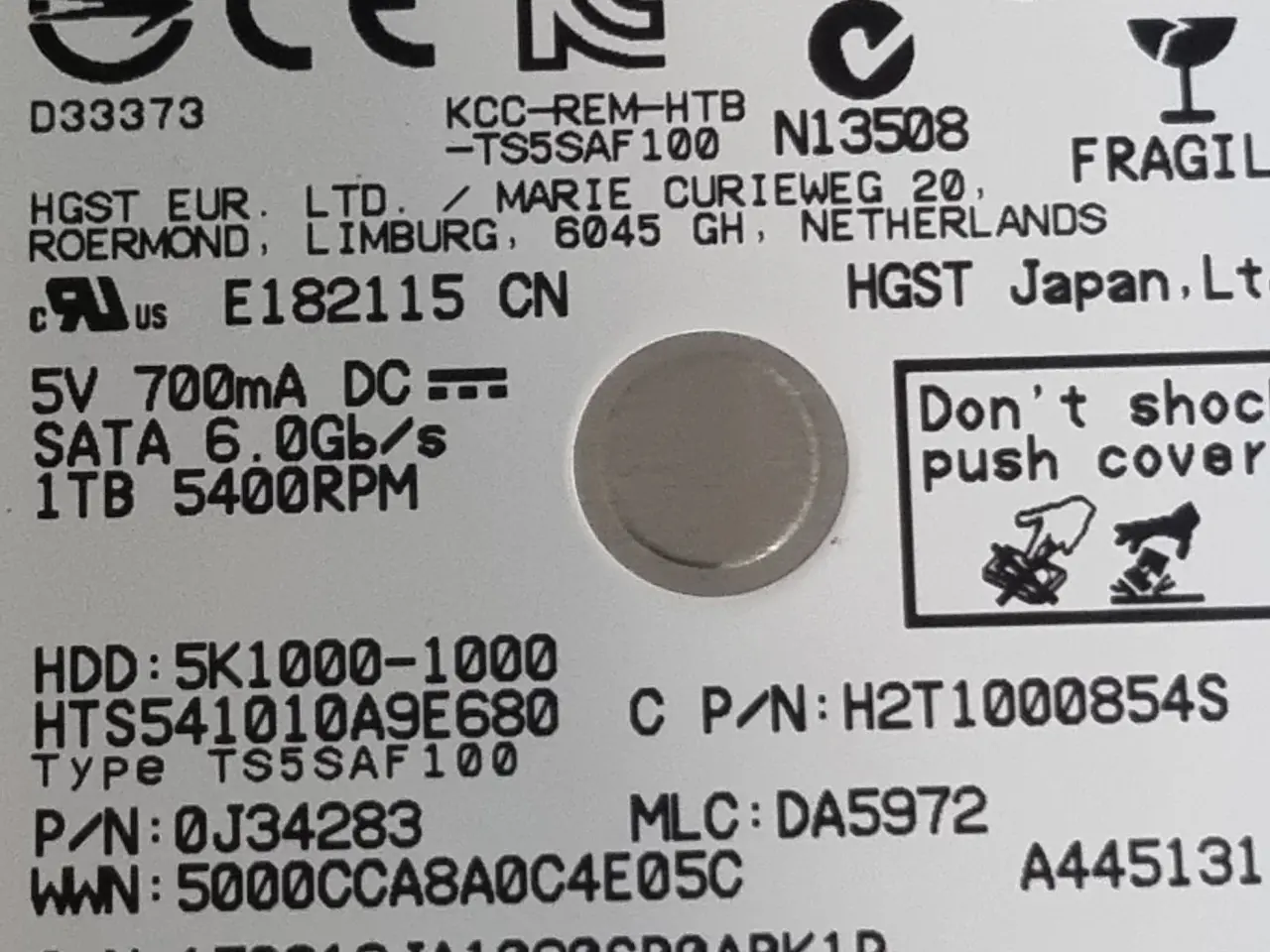 Billede 3 - HGST 1000GB 2.5" harddisk!