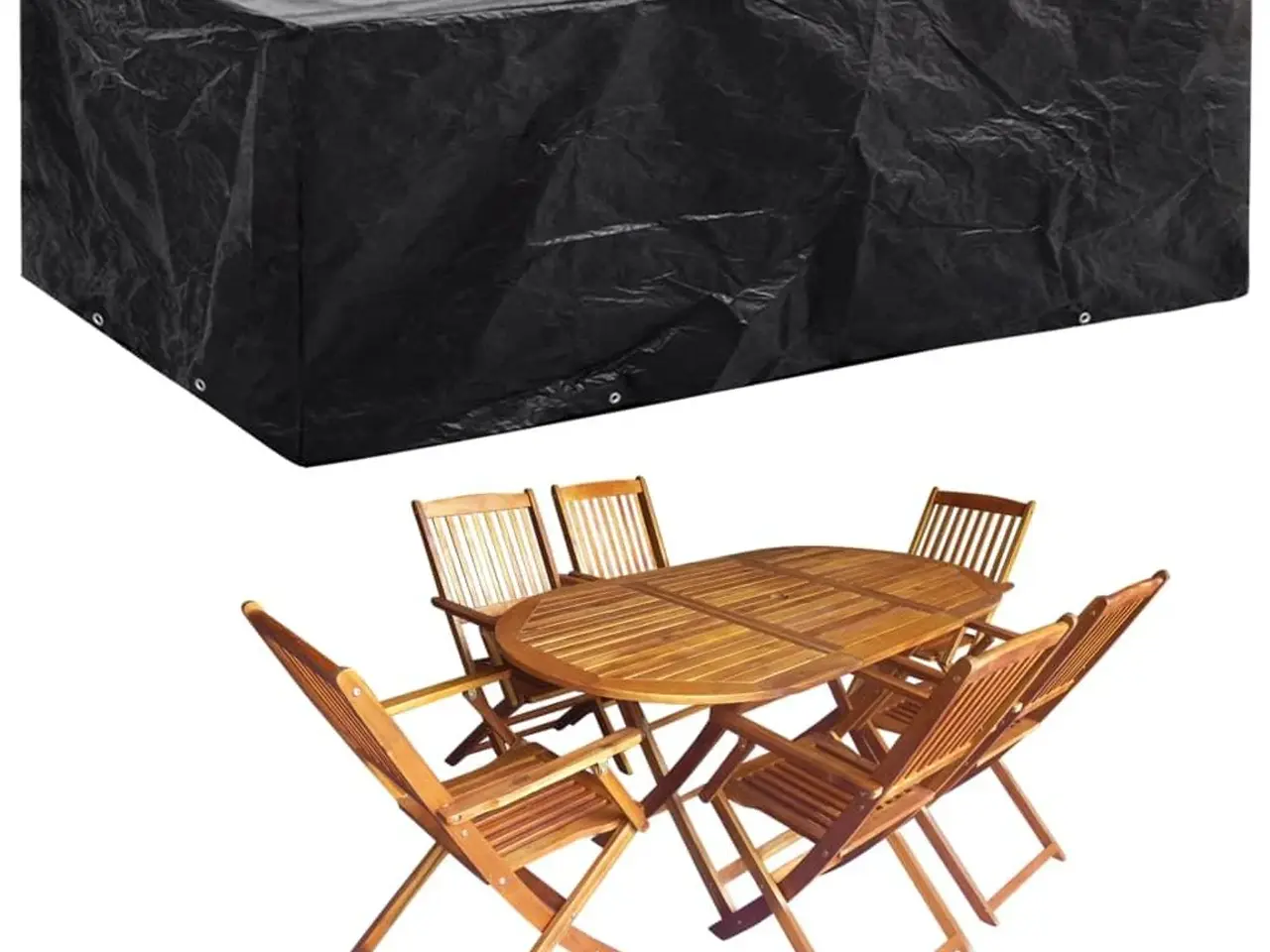Billede 1 - Havemøbelovertræk med 8 snørehuller - 242×162×100 cm, sort