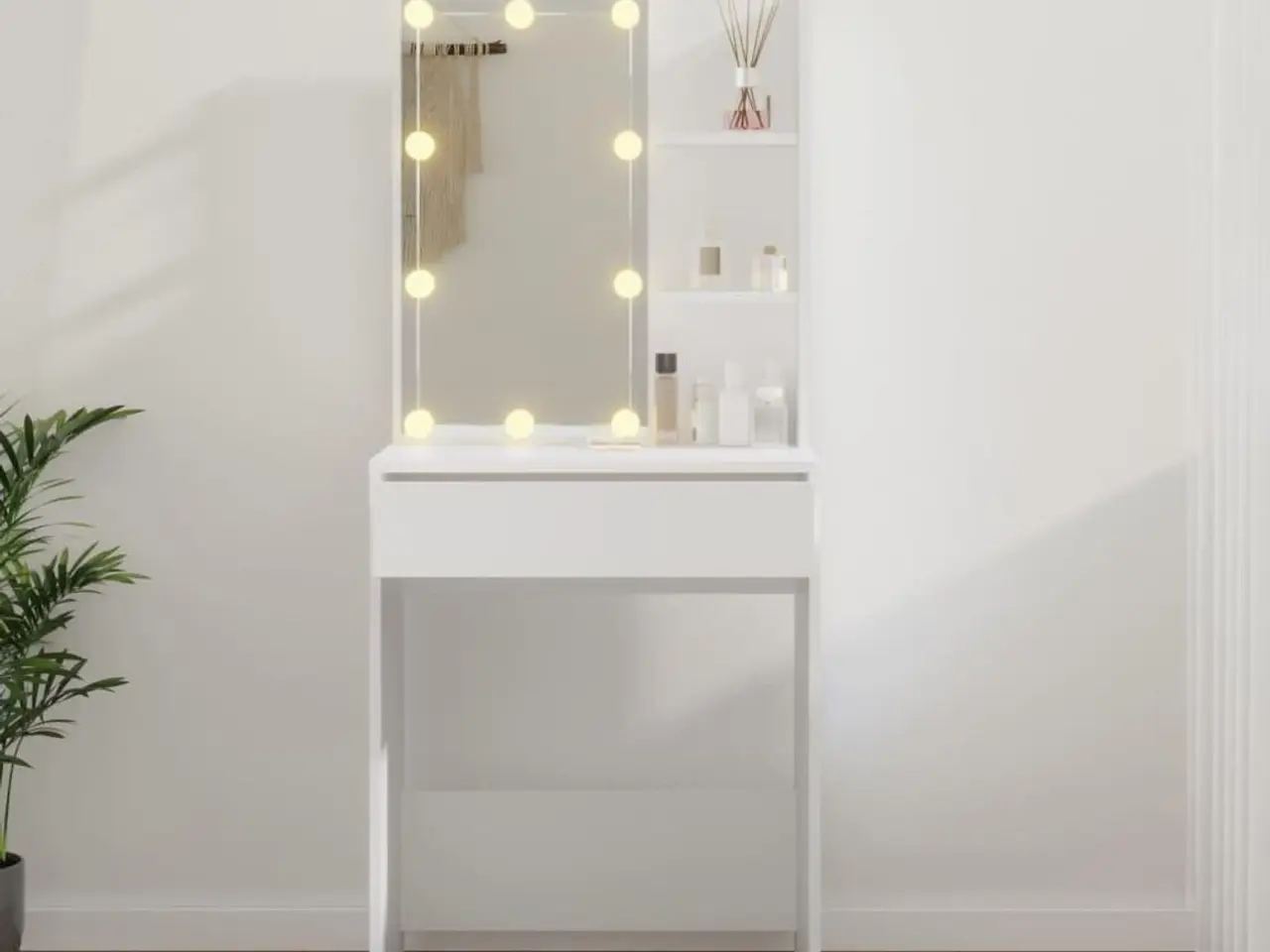 Billede 12 - Makeupbord med LED-lys 60×40×140 cm - hvid