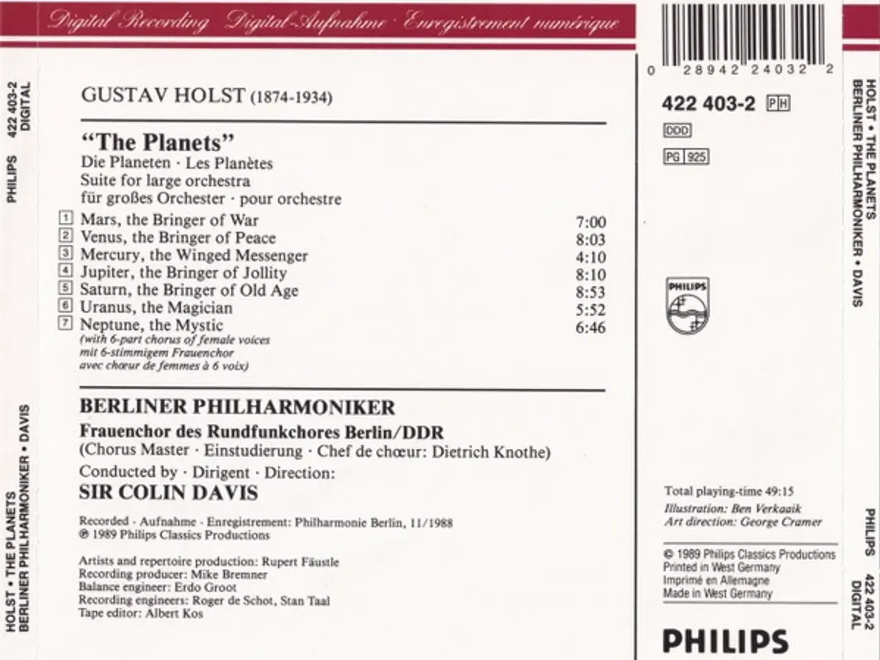Billede 2 - Holst*, Berliner Philharmoniker, Sir Colin Davis –