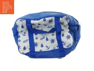 Blå rejsetaske med maritimt motiv (str. 40x19x27 cm)