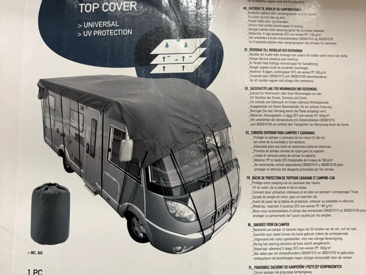 Billede 1 - Top Cover. 6/3 m, til campingv.+ 4 stk afstandstyk