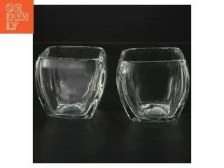 Kvadratiske/firkantede Glaslysestager/potte (str. 2 stk 8,5x9 cm)