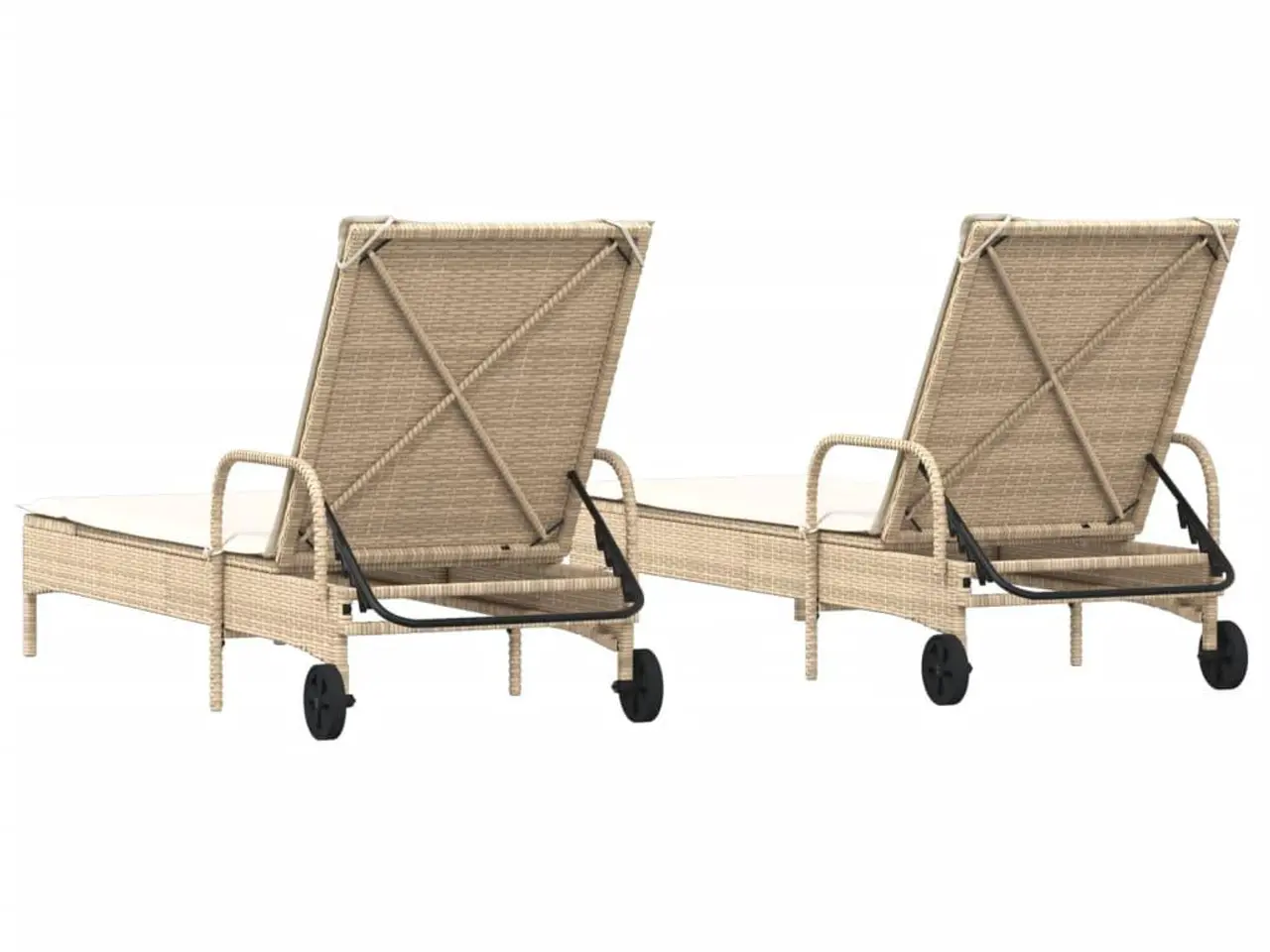 Billede 6 - Liggestole 2 stk. med hynder polyrattan beige