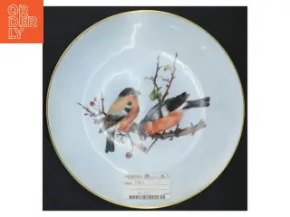 Dekorativt porcelænsfad med fuglemotiv fra b&g (str. Ø 24 cm)