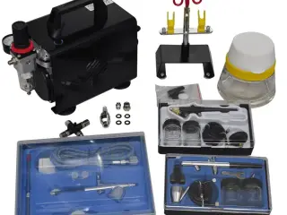 Airbrush-kompressorsæt med 3 pistoler