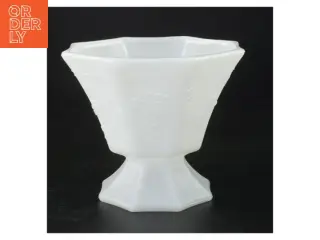 Hvid opaline mælkeglas skål I presset glas (str. 13 x 15 cm)