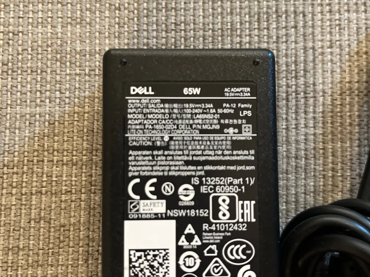 Billede 3 - Dell 65W adapter / oplader til bærbar (4mm)
