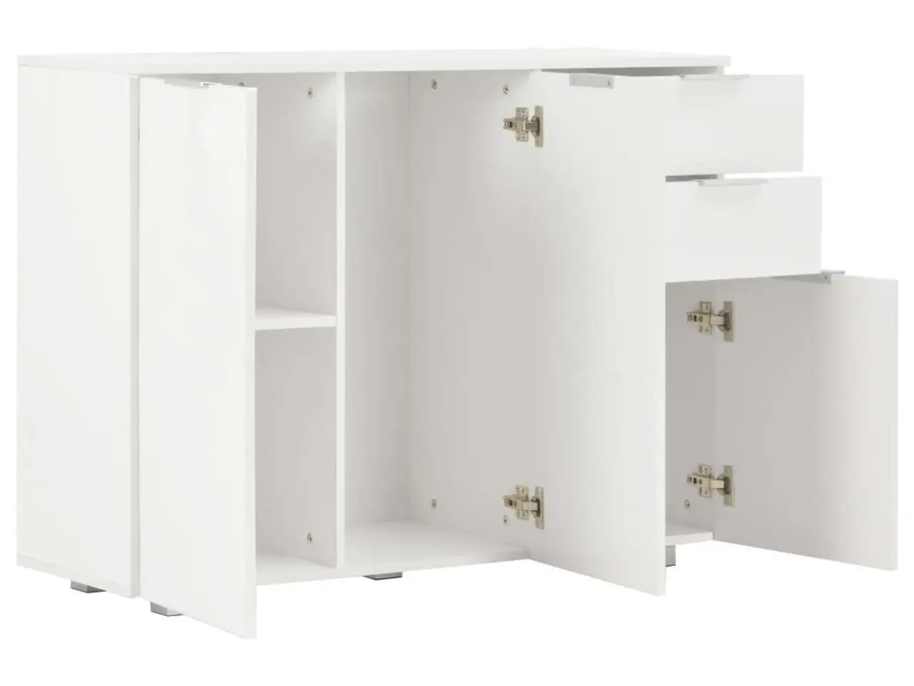 Billede 5 - Skænk 107×35×80,5 cm - hvid højglans, med 2 skuffer og 3 låger