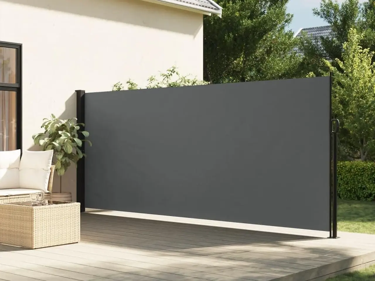 Billede 1 - Sidemarkise 160 × 500 cm - sammenrullelig, antracitgrå
