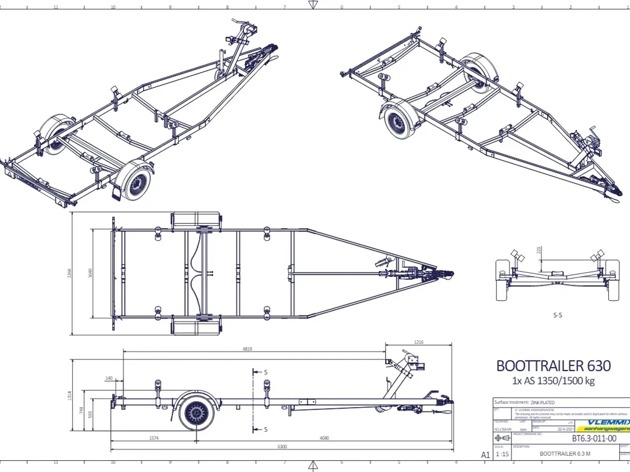 Billede 3 - Vlemmix Bådtrailer 630x220 1500 Flex-Roll