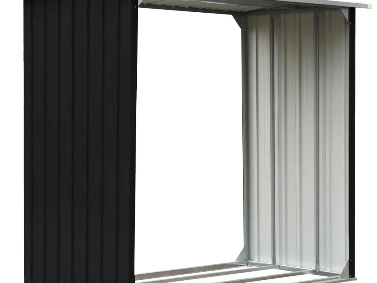 Billede 2 - Brændeskur 172 × 91 × 154 cm - galvaniseret stål, antracitgrå