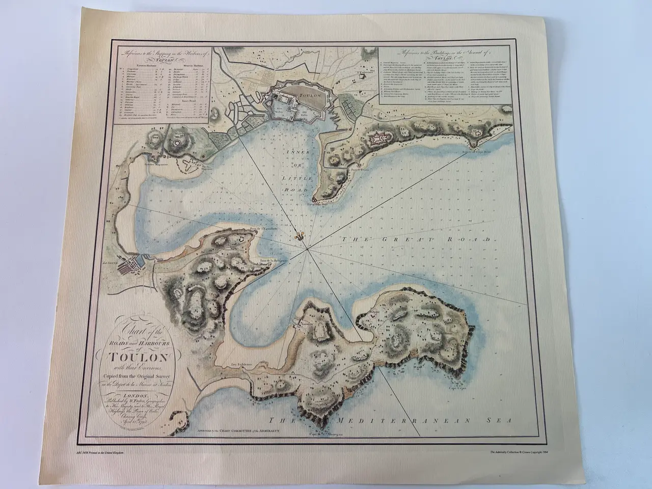 Billede 1 - Genoptrykt Kort over Toulon Havn år 1793