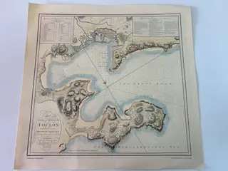 Genoptrykt Kort over Toulon Havn år 1793