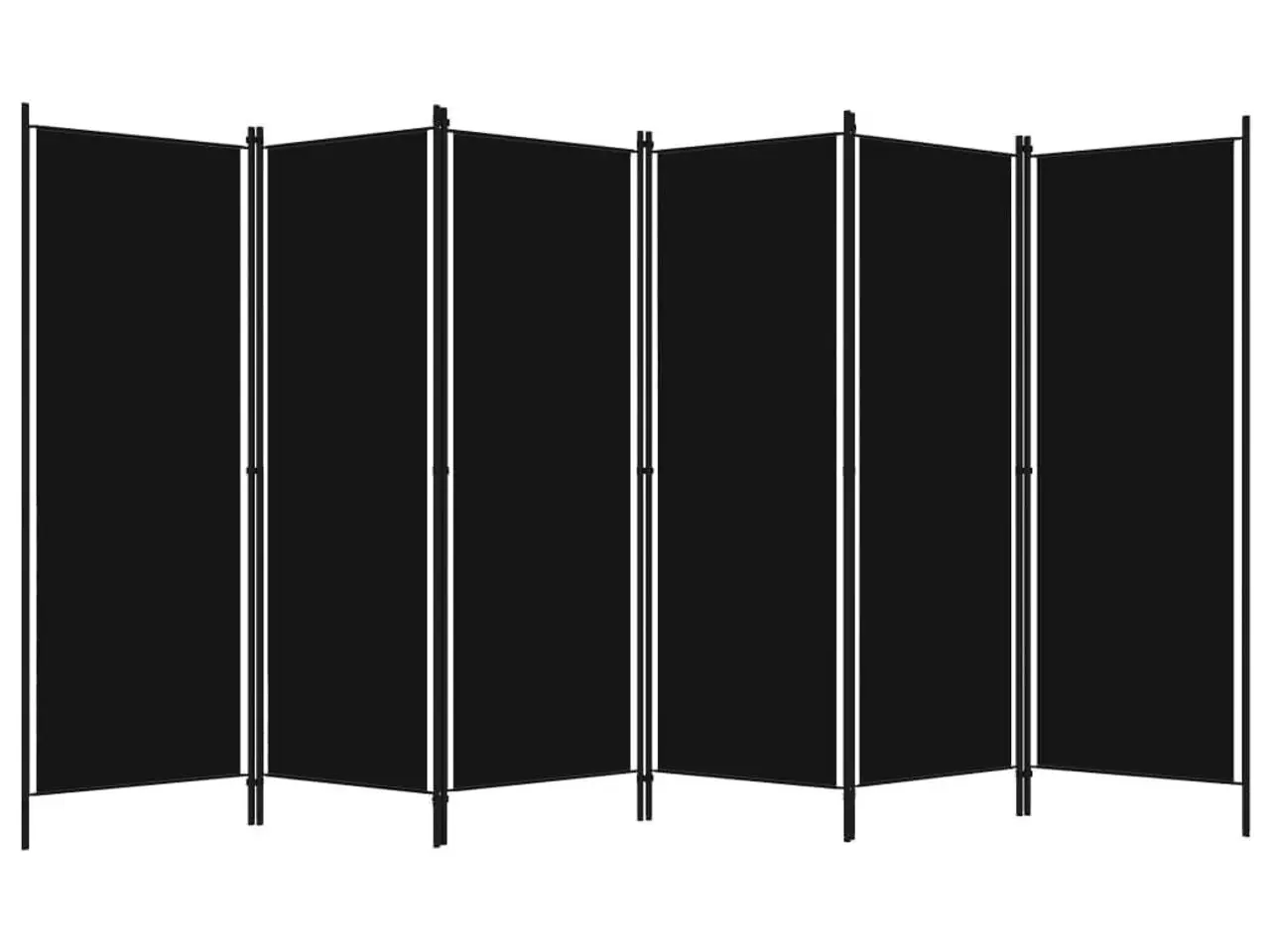 Billede 2 - 6-panels rumdeler - 300 × 180 cm - sort foldeskærm