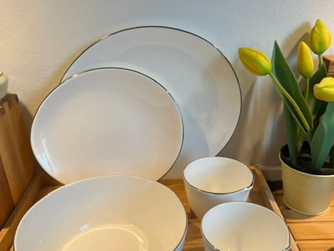 Billede 1 - Originalt Bitossi Home porcelænssæt med sølvkant –