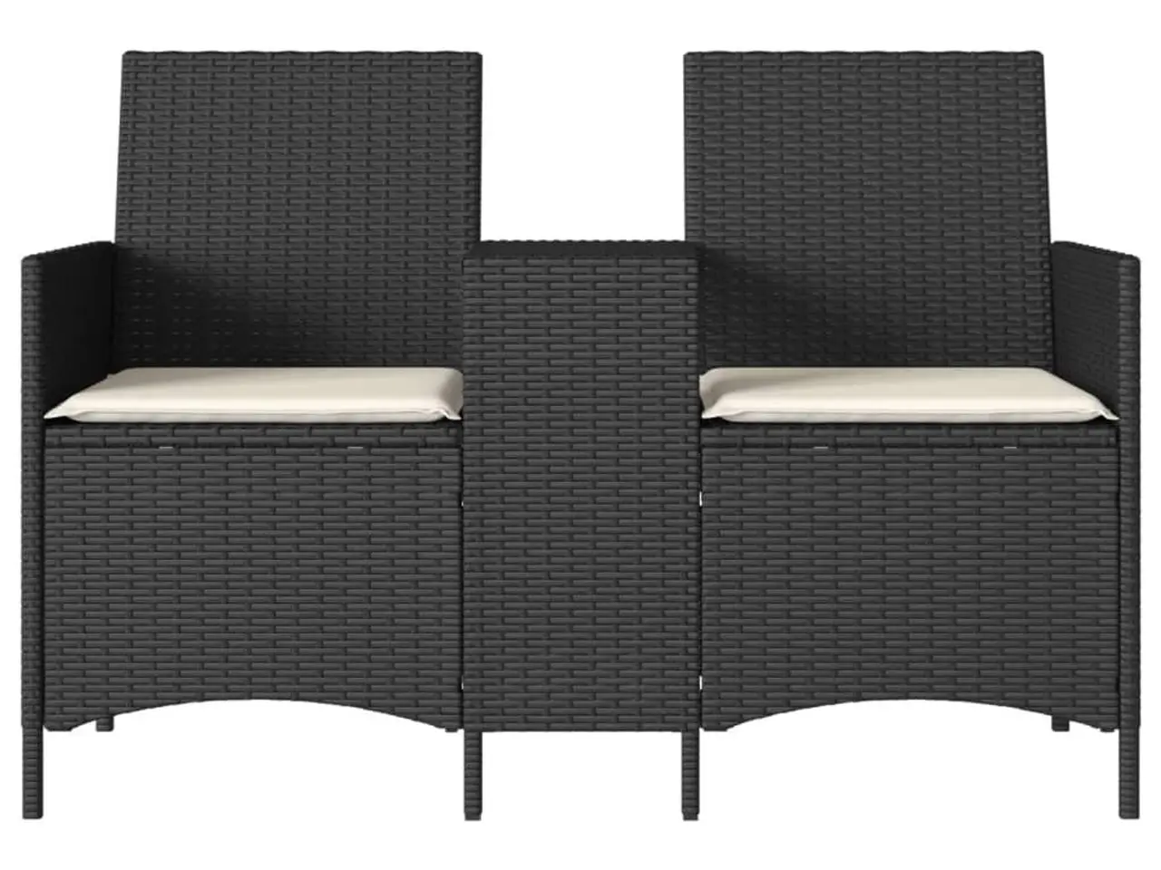 Billede 4 - 2-personers havesofa i polyrattan med bord og hynder - sort