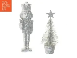 Sølvglitrende juledekorationer (str. 16 cm)