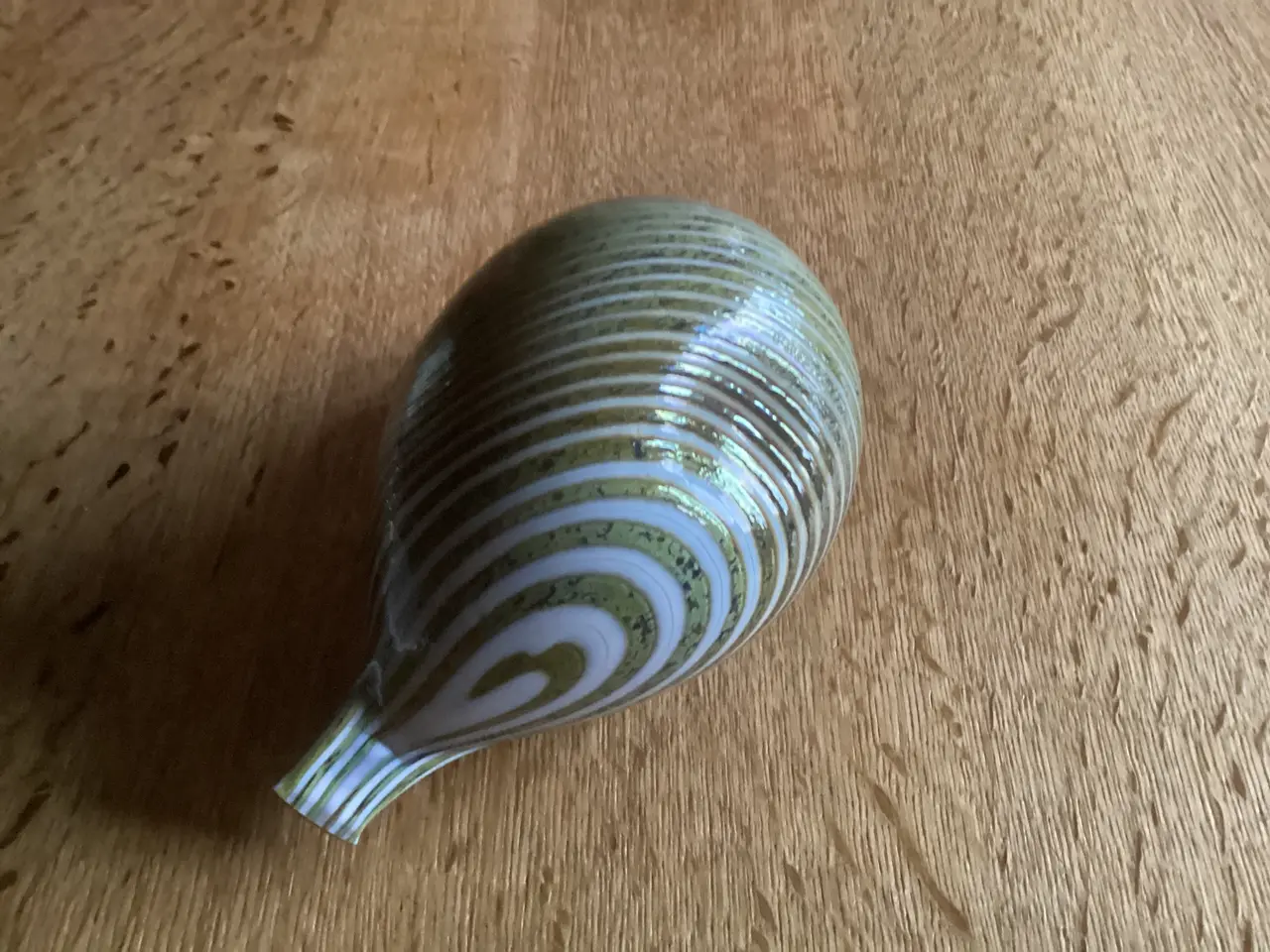 Billede 6 - Iittala grøn og hvidstribet Glasfugl Oiva Toikka