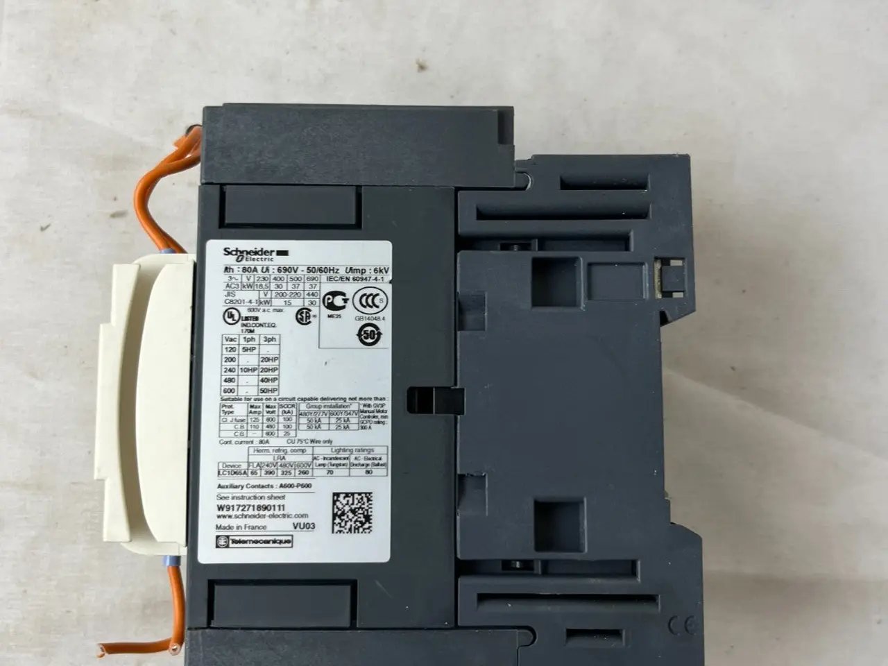 Billede 9 - Schneider LC1D65A TeSys kontaktor 80A 24V DC Coil