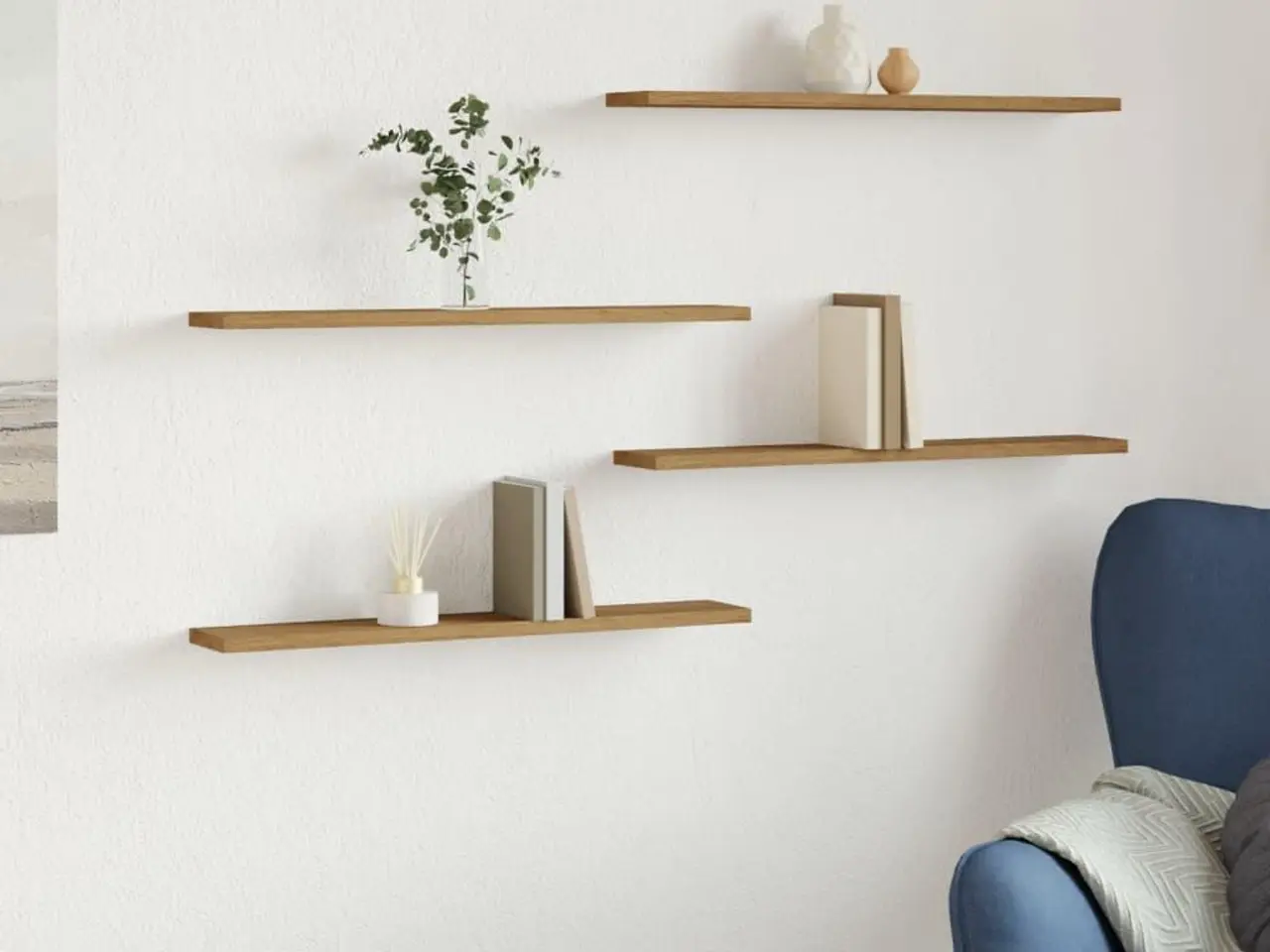 Billede 3 - Hyldeplader 4 stk. - 60×10×1,5 cm i konstrueret træ, kunsteg