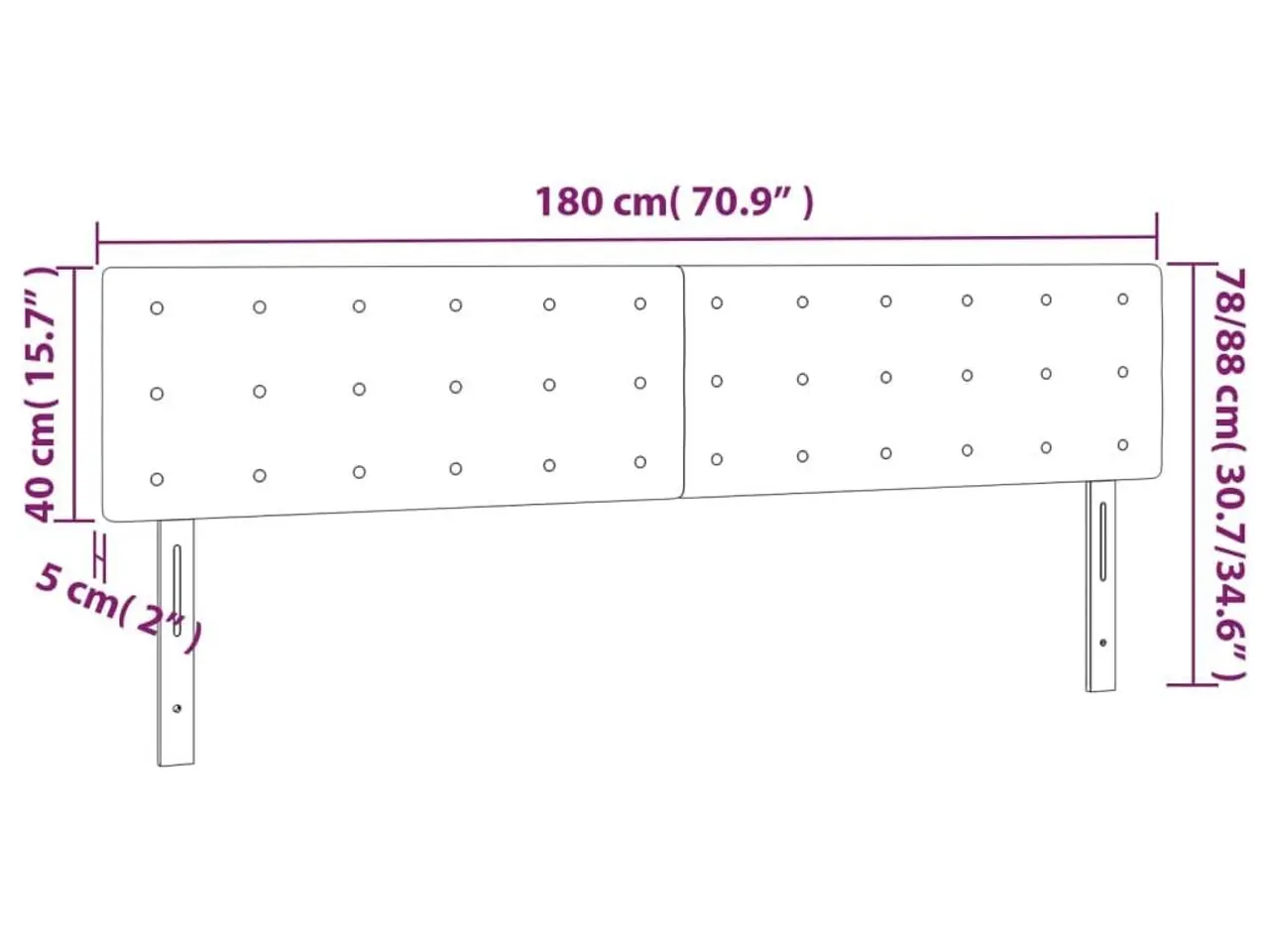 Billede 8 - Sengegavl i stof 180 × 5 × 78/88 cm - mørkegrå, højdejusterbar
