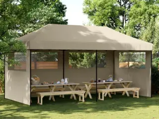 Foldbart pop up-festtelt med 3 sidevægge gråbrun