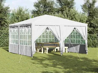 Festtelt hvid - 400 × 400 × 266 cm i polyethylen med 8 sidevægge