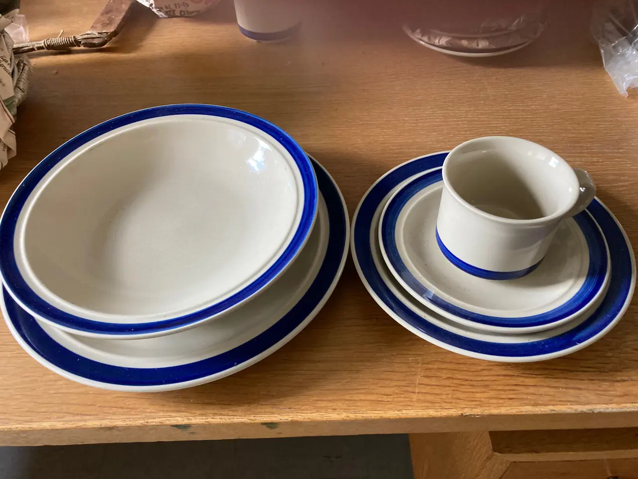 Billede 1 - Spise- og kaffestel blå linje/ kant