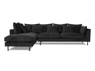 Felicity open-end velour sofa venstrevendt - Sort Riviera 100 OUTLET