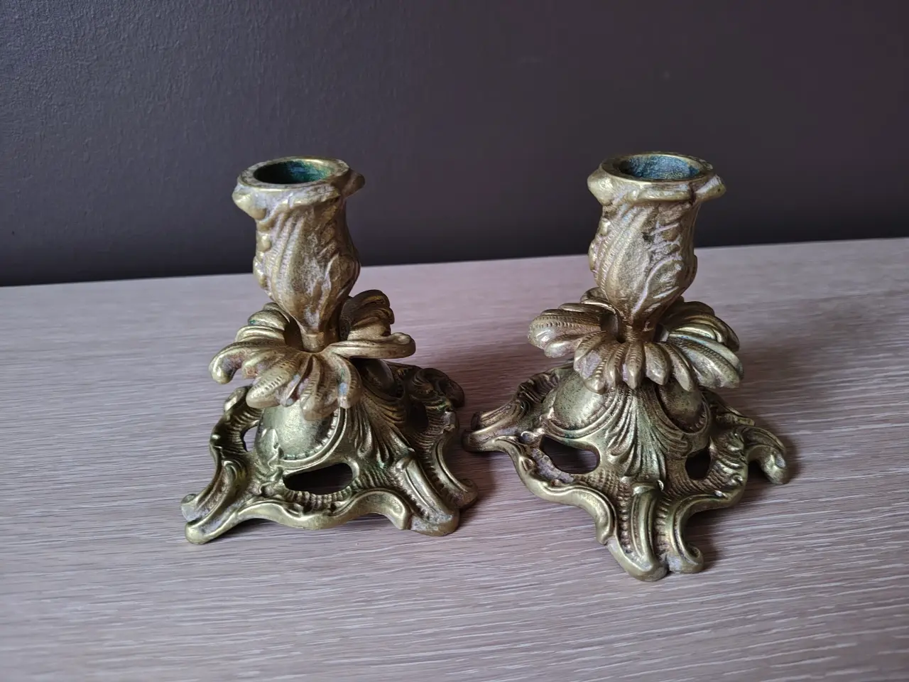 Billede 3 - Flotte rococo messing lysestager