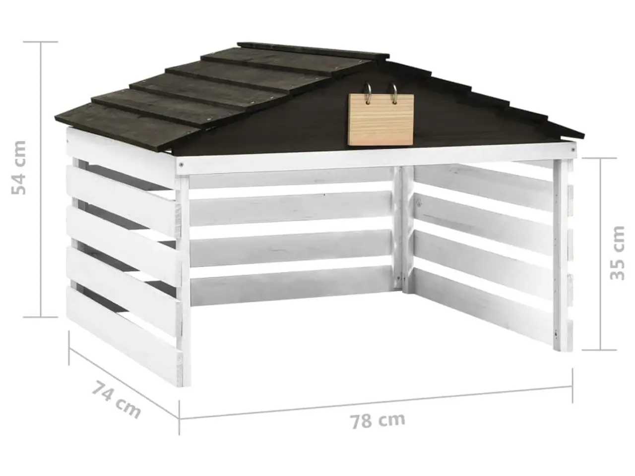 Billede 7 - Skur til robotplæneklipper 78x74x54 cm fyrretræ sort og hvid