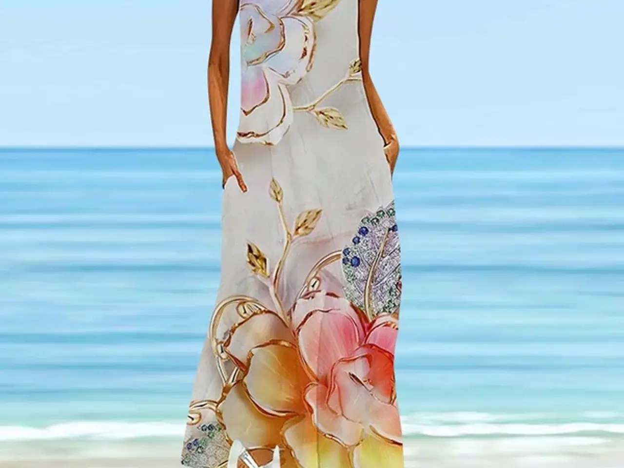 Billede 1 - Maxi med flot blomster print Størrelse : Large