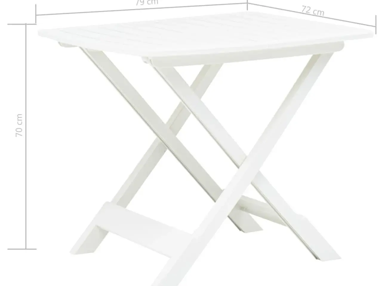 Billede 6 - Foldbart havebord i plastik - hvid, 79 × 72 × 70 cm