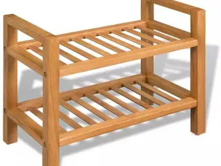Skostativ med 2 hylder 49,5x27x40 cm massivt egetræ